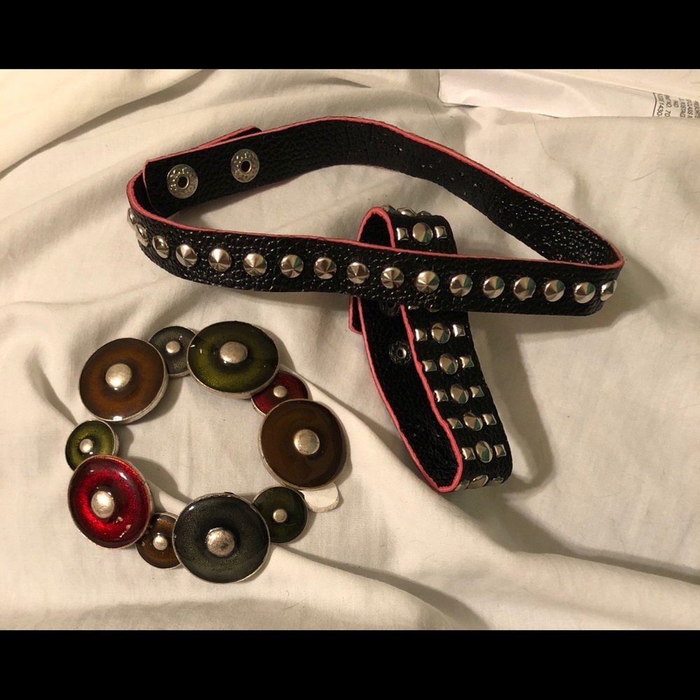 Awesome punk rock choker and bracelet &circles br